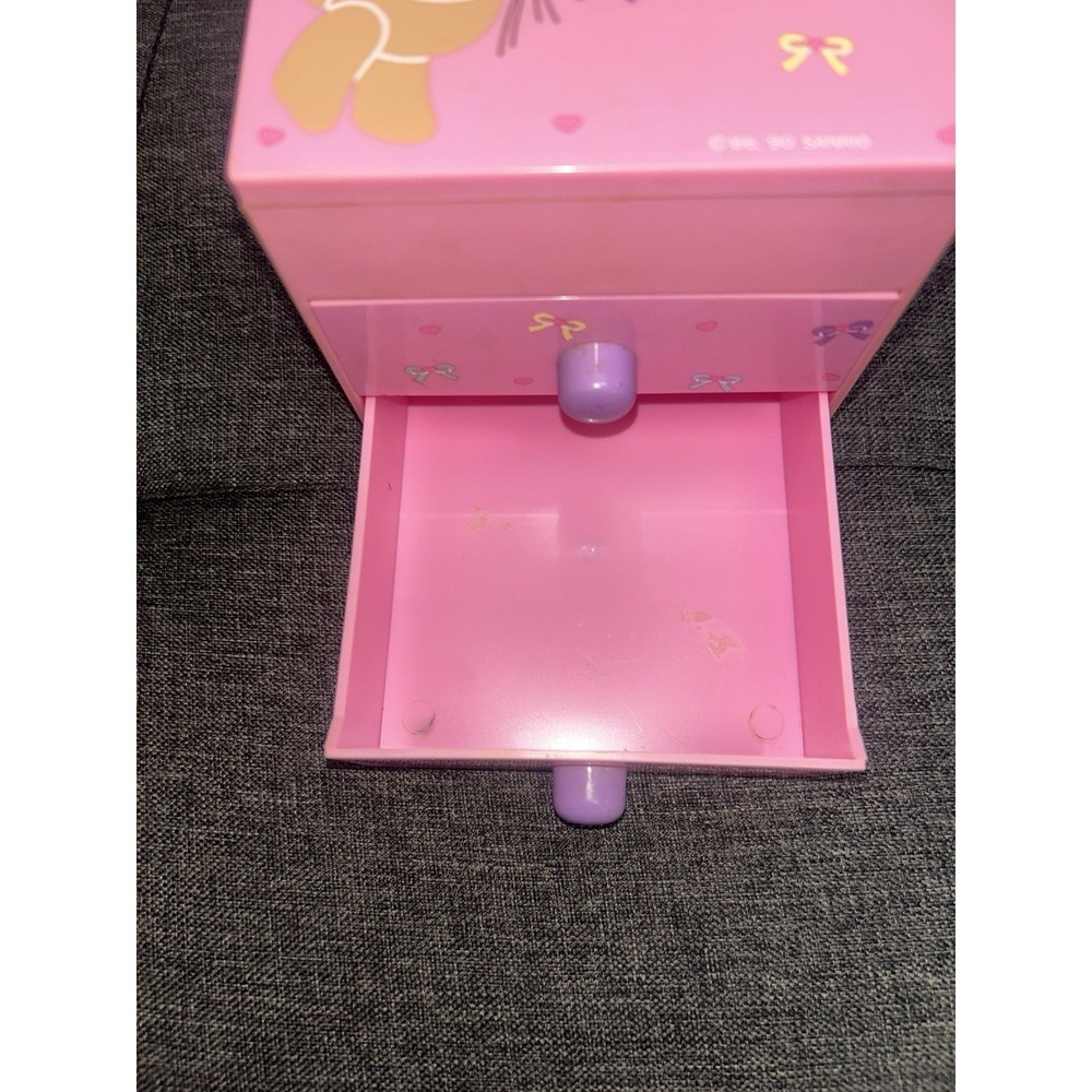Vintage 1990 Sanrio Tweedle Dee Dee Teddy Bear Jewelry Box Mirror Lid Organizer - Picture 9 of 16